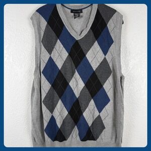 Vintage VTG STRUCTURE Mens XL Argyle Sweater Vest Eclectic Grandpa Preppy Y2K‎